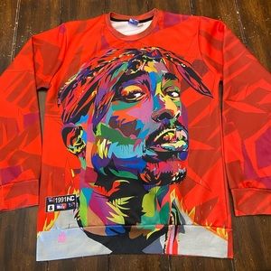 TUPAC 2Pac Red Long Sleeve SHIRT Large Unisex